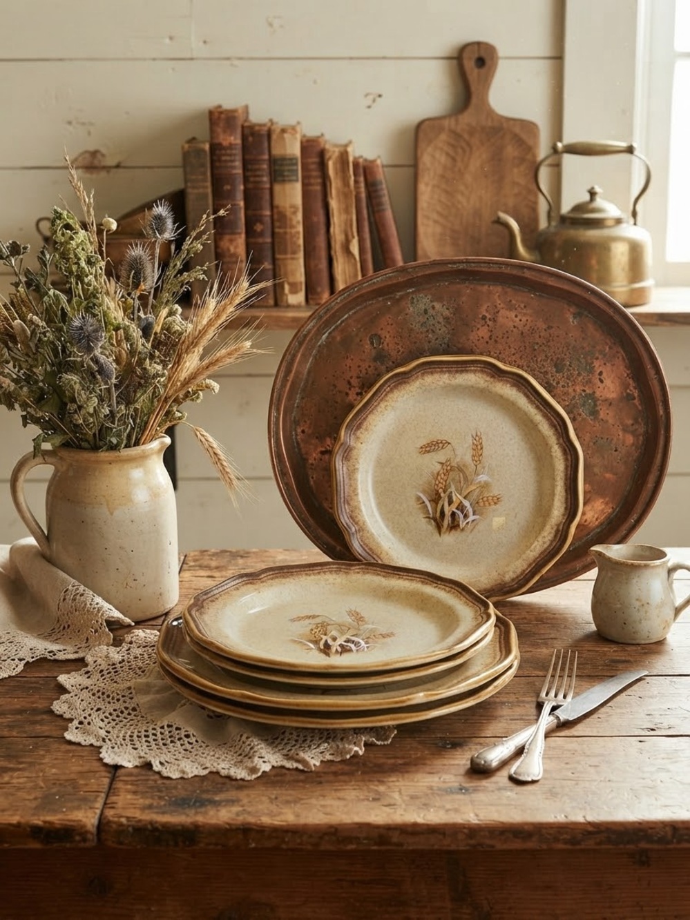 Vintage Mikasa Granola Salad Plates (Set of 4) - 1970s Farmhouse Kitchen 8”